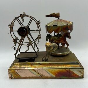 Berkeley Designs Carousel Waltz Carnival Merry Go Decor Art Tin Bronze Music Box